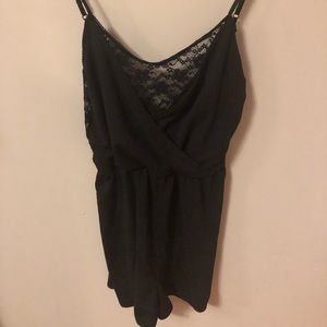 Black lace back romper